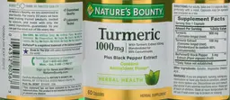 Label for Turmeric 1000 mg