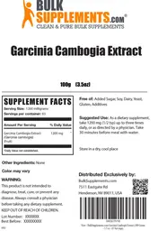 Label for Garcinia Cambogia Extract