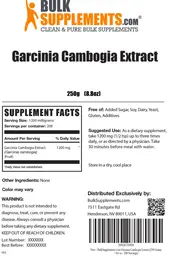 Label for Garcinia Cambogia Extract
