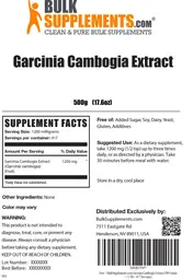 Label for Garcinia Cambogia Extract