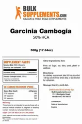 Label for Garcinia Cambogia 50% HCA