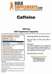 Label for Caffeine 200 mg