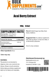 Label for Acai Berry Extract