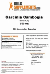 Label for Garcinia Cambogia (60% HCA) 500 mg