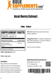 Label for Acai Berry Extract