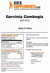 Label for Garcinia Cambogia 50% HCA
