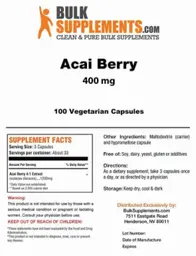 Label for Acai Berry 400 mg