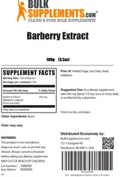 Label for Barberry Extract