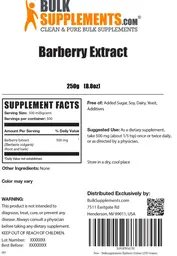 Label for Barberry Extract