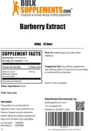 Label for Barberry Extract