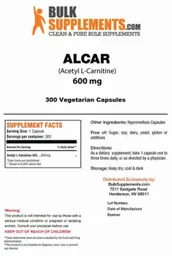 Label for ALCAR (Acetyl L-Carnitine) 600 mg