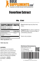 Label for Feverfew Extract