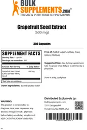 Label for Grapefruit Seed Extract (600 mg)