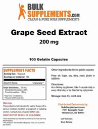 Label for Grape Seed Extract 200 mg