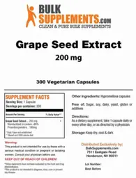 Label for Grape Seed Extract 200 mg