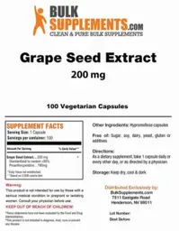 Label for Grape Seed Extract 200 mg