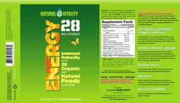 Label for Energy 28 Whole-Food Energizer