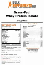 Label for Grass-Fed Whey Protein Isolate