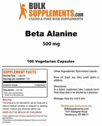 Label for Beta Alanine 500 mg