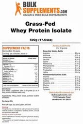 Label for Grass-Fed Whey Protein Isolate