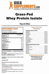 Label for Grass-Fed Whey Protein Isolate