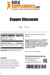 Label for Copper Gluconate
