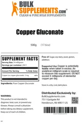 Label for Copper Gluconate