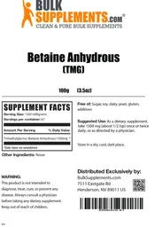 Label for Betaine Anhydrous (TMG)