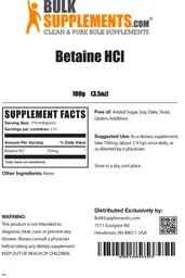 Label for Betaine HCL