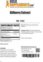 Label for Bilberry Extract