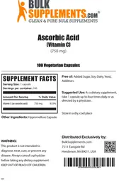 Label for Ascorbic Acid (750 mg)