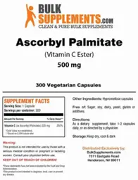 Label for Ascorbyl Palmitate (Vitamin C Ester) 500 mg