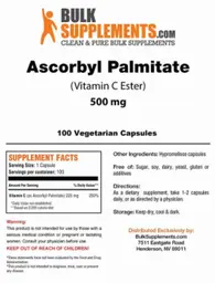 Label for Ascorbyl Palmitate (Vitamin C Ester) (500 mg)