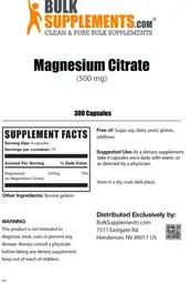 Label for Magnesium Citrate (500 mg)
