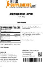 Label for Ashwagandha Extract (450 mg)