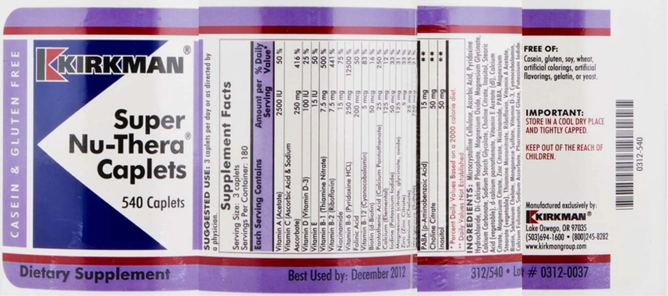 Label for Super Nu-Thera Caplets