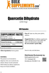 Label for Quercetin Dihydrate (250 mg)