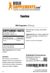 Label for Taurine (500 mg)