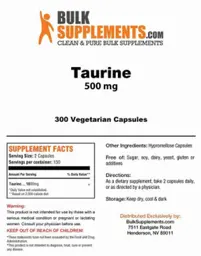 Label for Taurine 500 mg