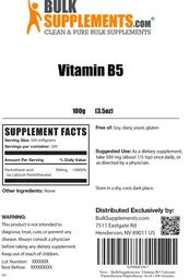 Label for Vitamin B5