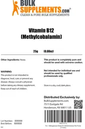 Label for Vitamin B12 (Methylcobalamin)