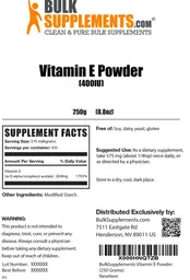 Label for Vitamin E Powder (400 IU)