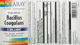 Label for Bacillus Coagulans 5 Billion