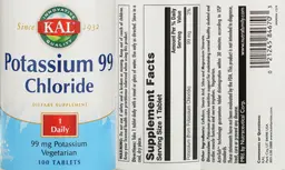 Label for Potassium 99 Chloride 99 mg