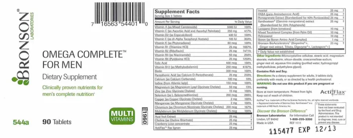 Label for Omega Complete For Men