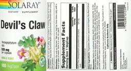 Label for Devil's Claw 525 mg