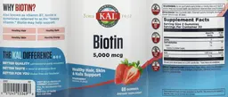Label for Biotin 5,000 mcg Strawberry