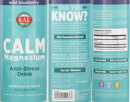 Label for Calm Magnesium Wild Blueberry