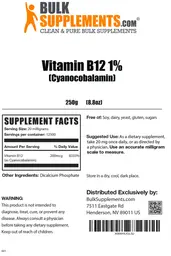 Label for Vitamin B12 1% (Cyanocobalamin)