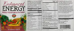 Label for Enhanced Energy Whole Food Multivitamin Mango Pineapple Flavor